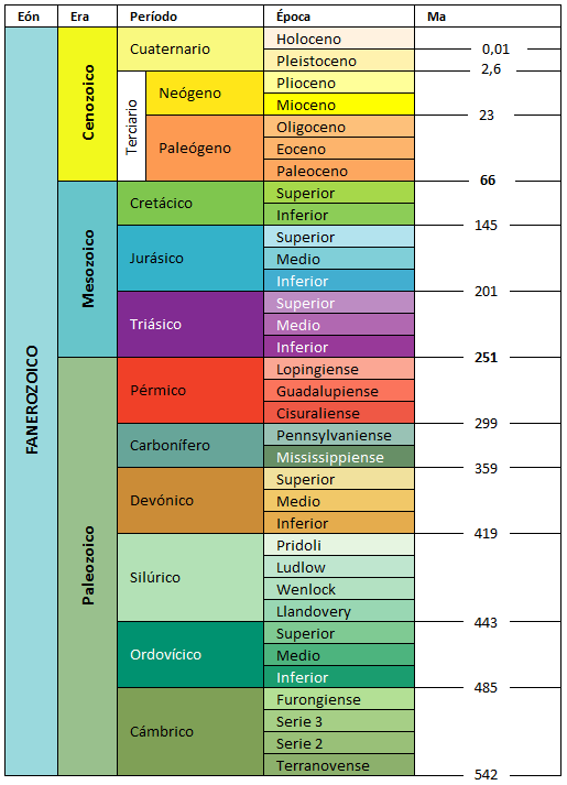 Estratigrafía del Fanerozoico